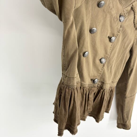 Free People Military Crop Ruffle Jacket Size Small - Picture 8 of 13